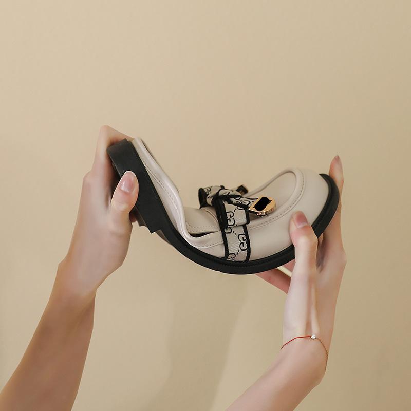 Spring New Women 'S Outdoor Slippers Black Mule British Style Fashion Bow Design Casual Loafers Muller Shoes Party And Work