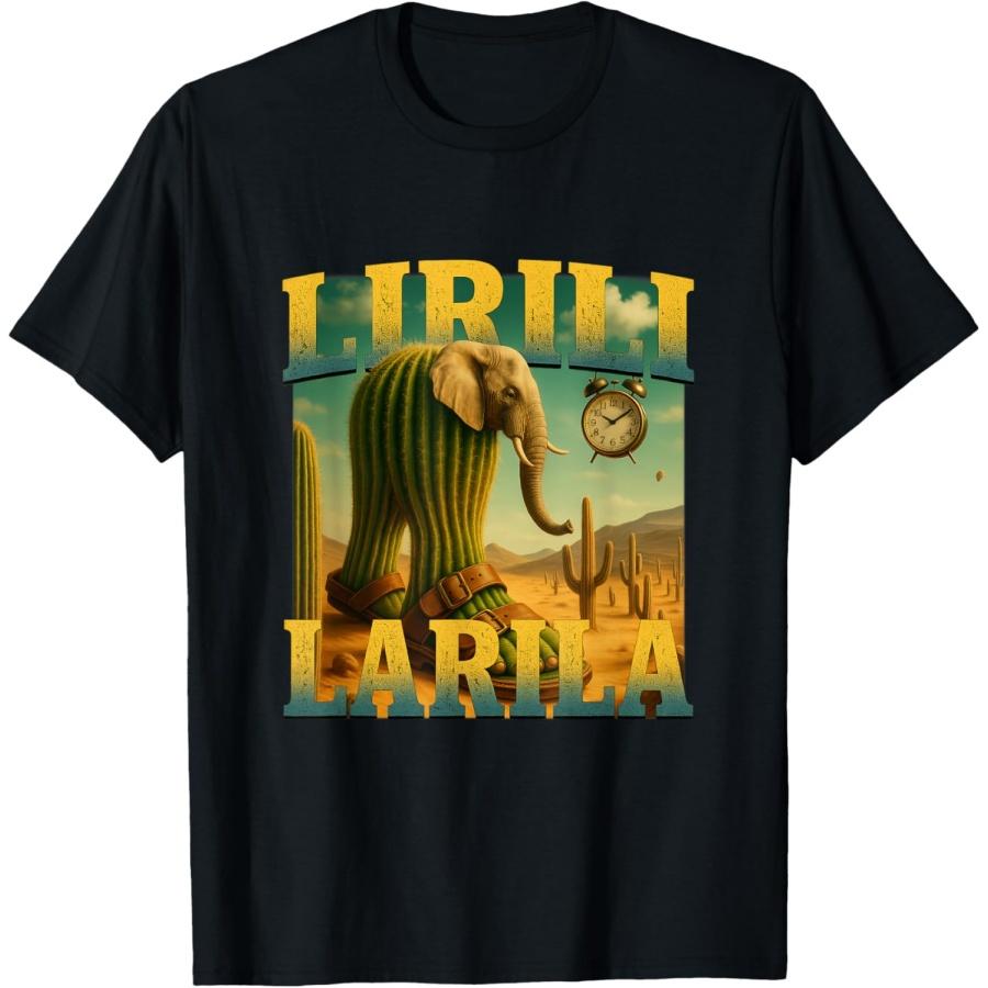 

Lirili Larila Elephant Cactus Funny Italian Brainrot Meme T-Shirt XXXXXL чорний