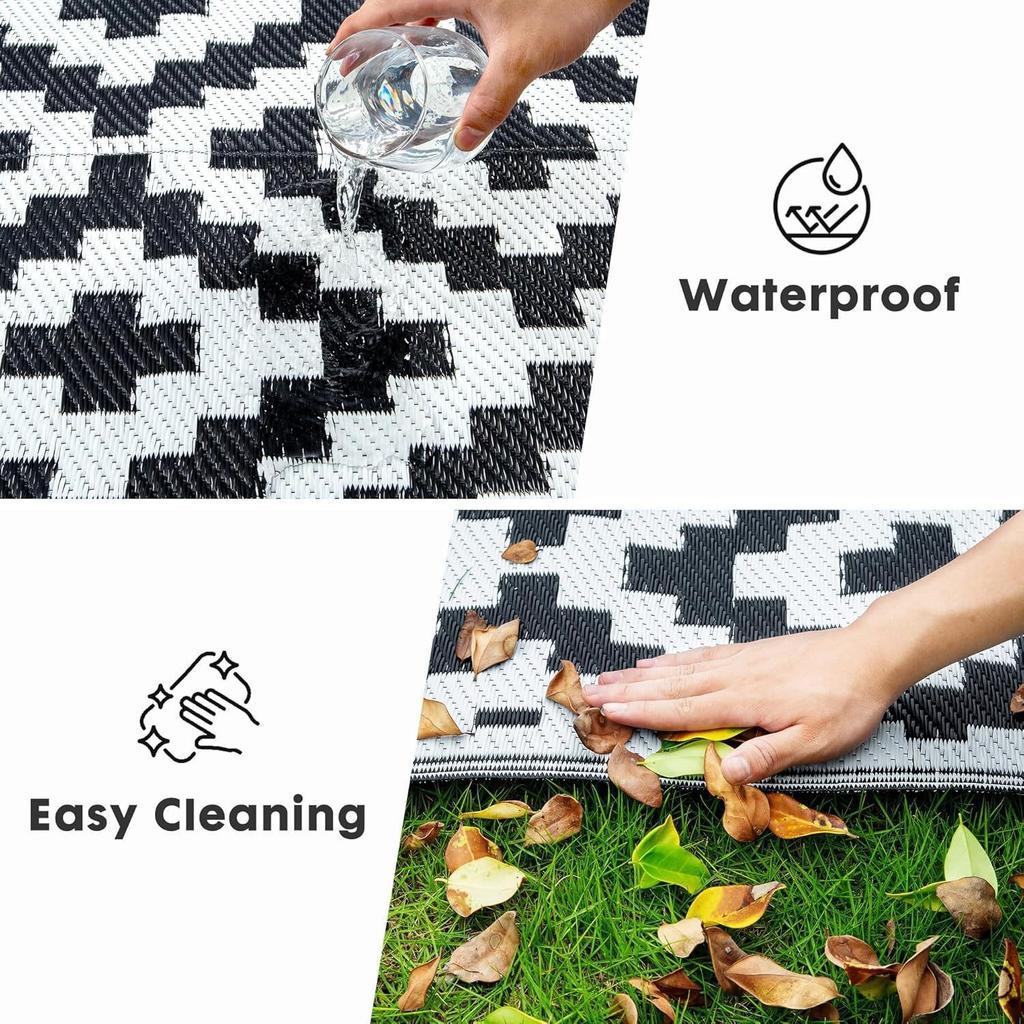 PP Plastic Tube Outdoor Carpet for Patio Leaves Woven Foldable Picnic Mats Waterproof Rug for Motorhome Summer Beach Carpets