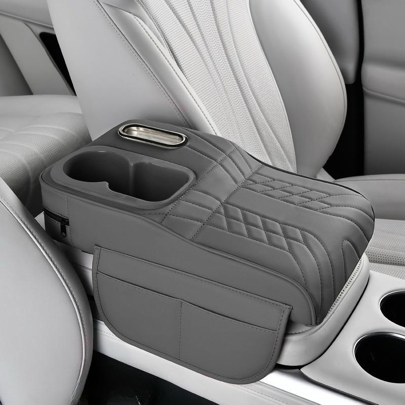 1 Car Center Console Tray with Raised Design, Tissue Box and Cup Holder, Multi-Color Options, Storage Mat