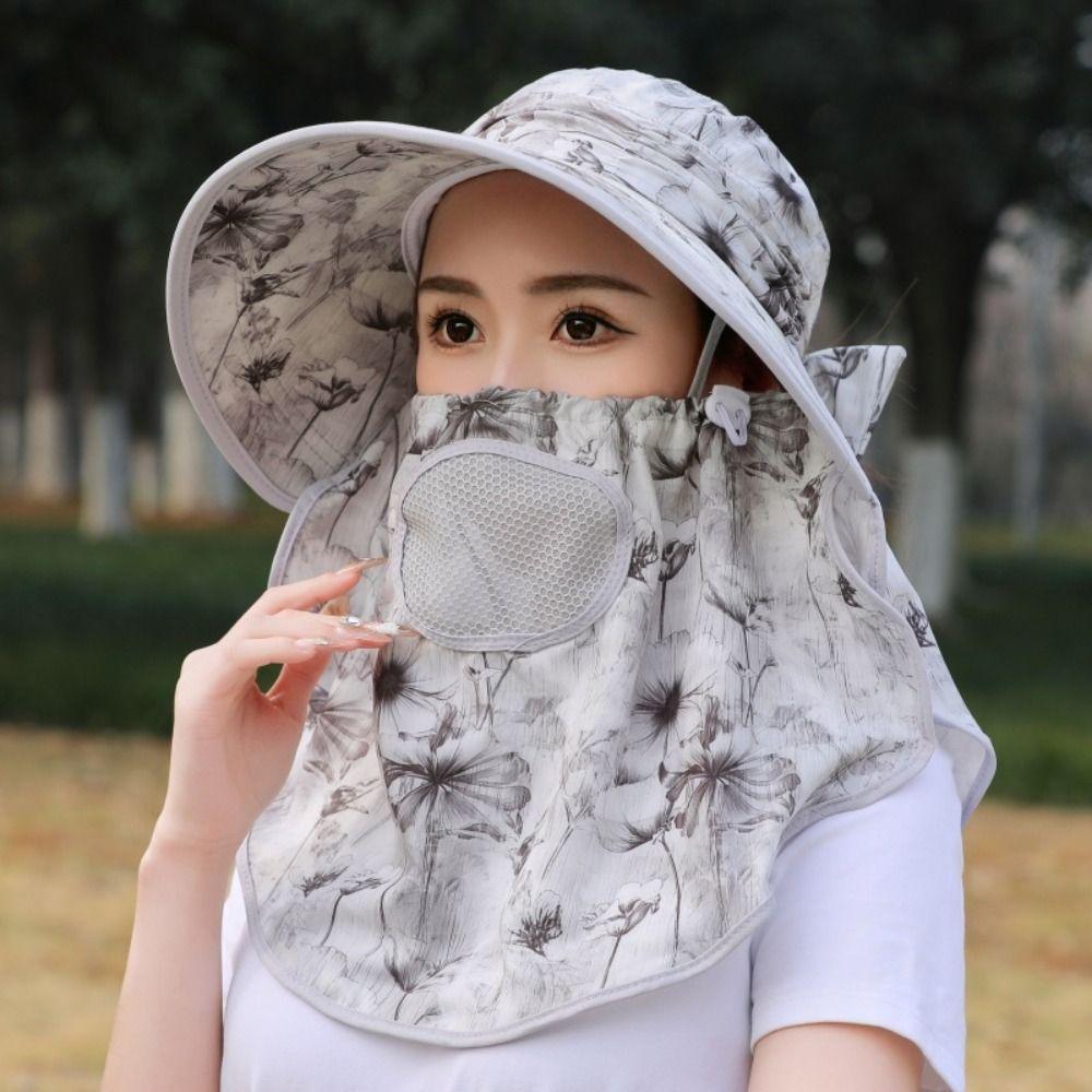 Face Neck Omnibearing Picking Tea Hat UV Protection Mesh Sunscreen Hat Women Sun Hat Ladies/Girls
