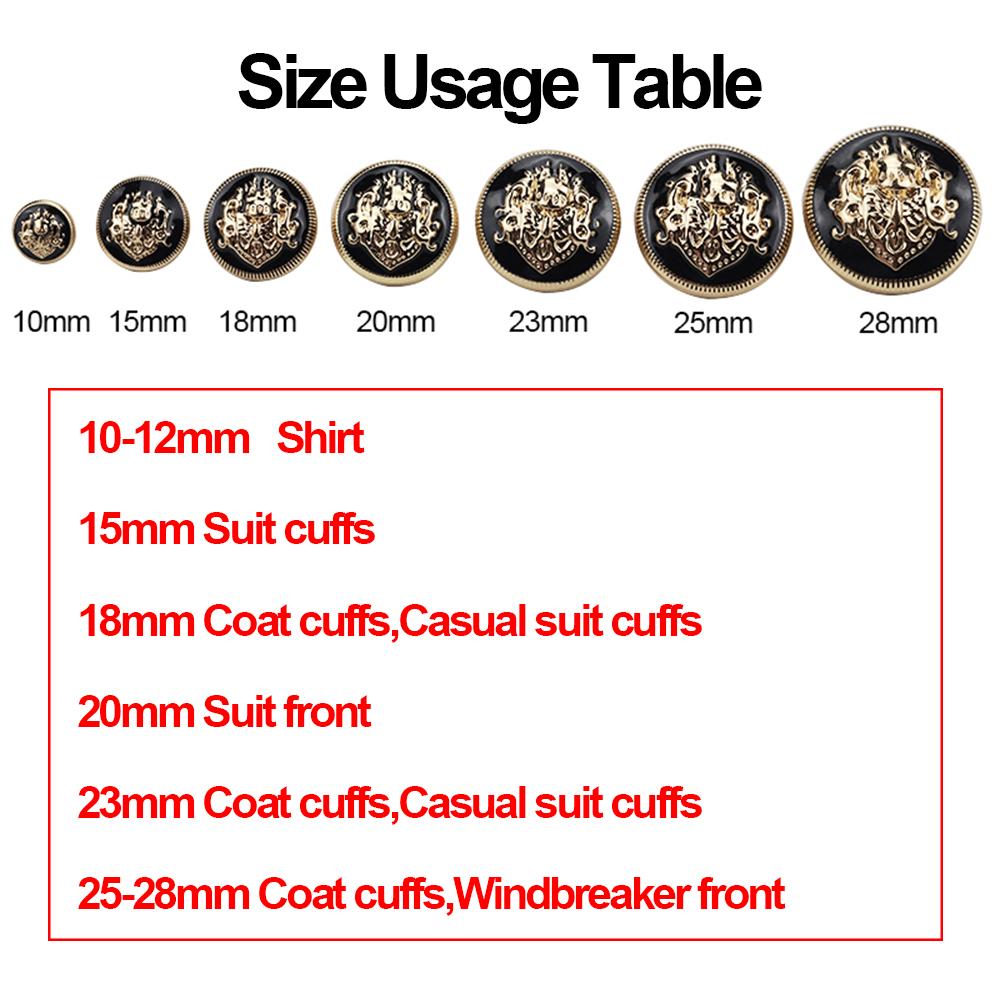 QJH 10Pcs Gold Vintage Antique Crown Metal Button Set for Sewing-Blazer/ Jacket/ Sport Coat/ Sweater/ Cardigan/ Uniform 10-28mm