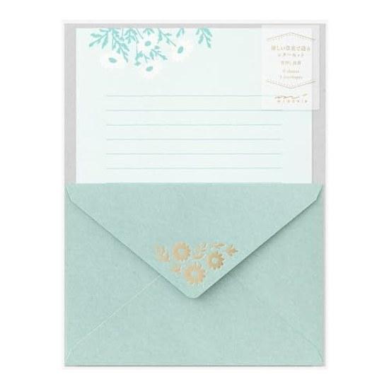 Midori Letter Set Foil-Stamped Envelope Margaret Pattern