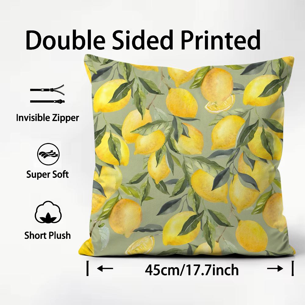 Lemon Fashion Cushion Cover Plush Fabric Soft DoubleSided Printed Sofa Warm Winter Home Child Gift Pillow Case