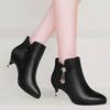 Rhinestone Pointed Toe Ankle Boots for Women Autumn Winter Elegant with Medium Heels Warm Woman Short Shoes Black New in Booties