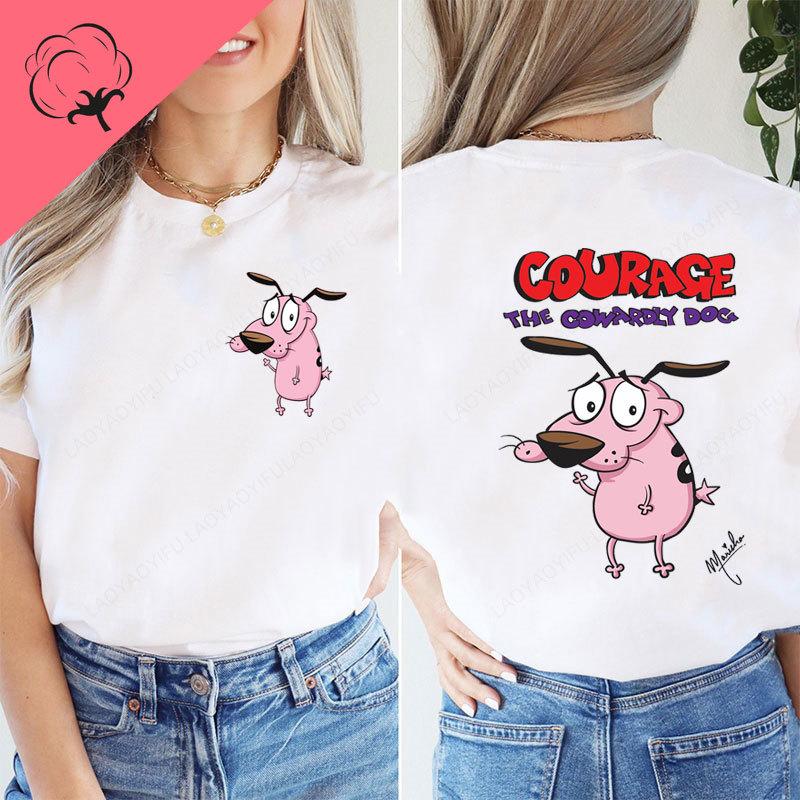 

Vintage 90S Hot Anime Shirt Courage The Cowardly Dog Double Front Back Printed Cotton Short Sleeve New in Tee tops Camisa S