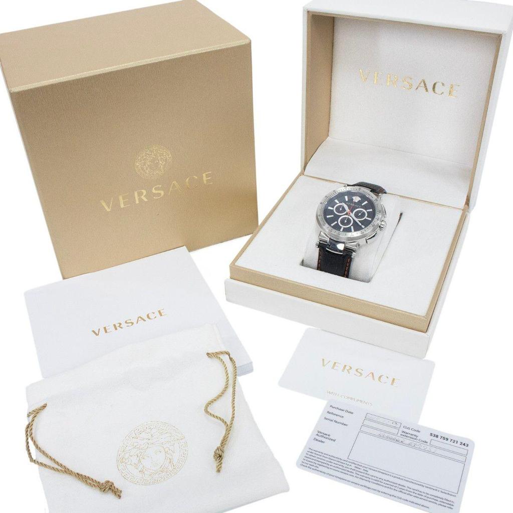 Used Versace Watch Men's Mystic Sports VFG040013 Black Chronograph Medusa Logo Mark Brand Beautiful