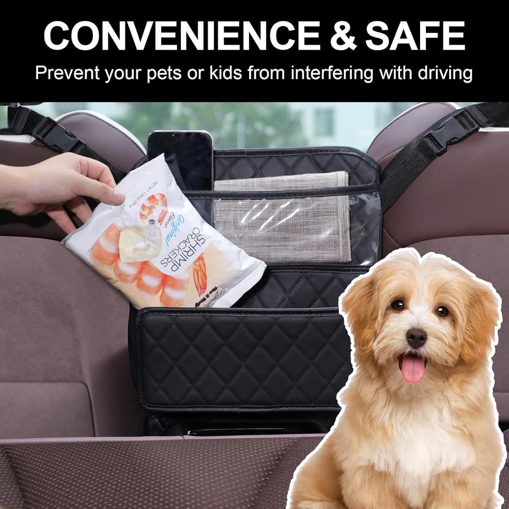 Car Net Pocket Handbag Holder, Purse Holder For Between Seats, Leather Seat Back Organizer Mesh Large Capacity Bag,Barrier Of Backseat Pet Kids