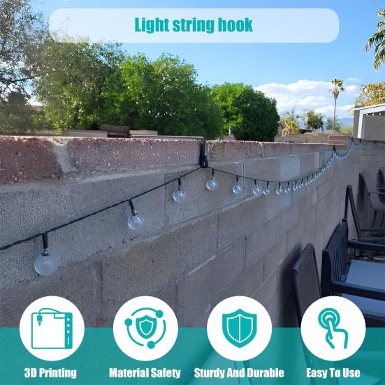 1/2/3/4/5/6/12Pcs Light String Hook Easy Installation No Drilling Lights Cords Banners Hook Weather Resistant Tool-free Light Hook
