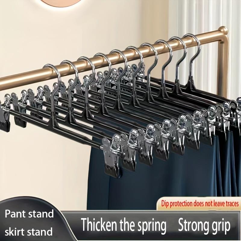 10pcs Adjustable Pants Hangers with Non-Slip Clips, Space-Saving Windproof Design for Towels, Socks, Underwear - Durable Metal Construction