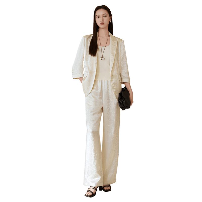 Xiangying Women s Lightweight Pleated Blazer S