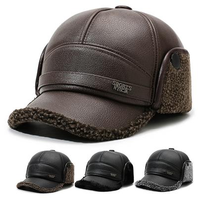 Herren Herbst Winter Warme Ohrenschutz Wollmütze Mittelalterliche und Ältere Baumwollmütze Papas Mütze Kälteschutzkappe