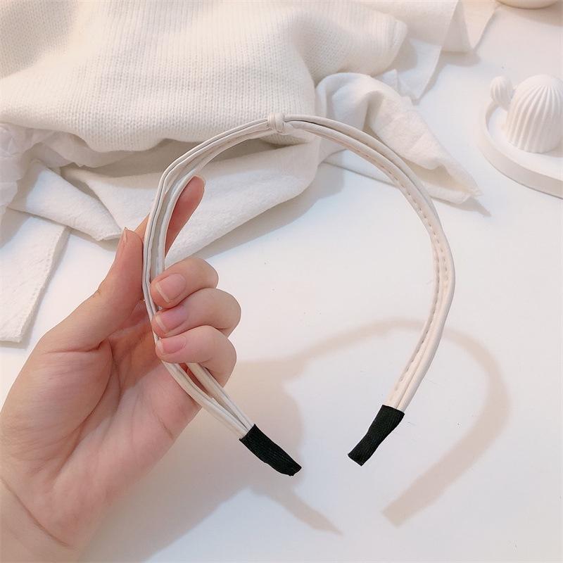Vintage Knot-Tied HeadBand Ultra-Fine Faux Leather Hair Band Women Girl Finishing Hair Hair Hoop Fashion Hair Accessories