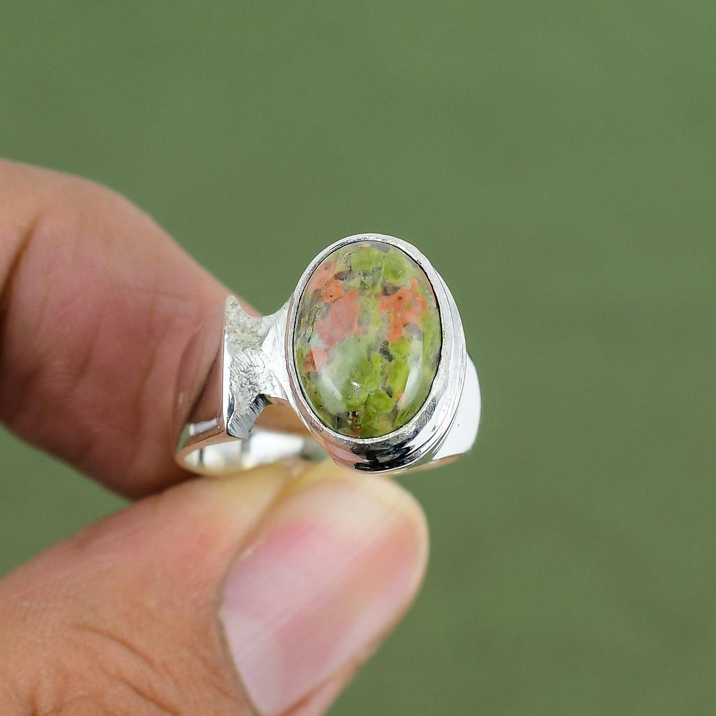 Unakite Ring 925 Sterling Silver Ring Handmade Birthstone Ring Unakite Jewelry Elegant Gemstone Ring Anniversary Gift Available In Ring Size