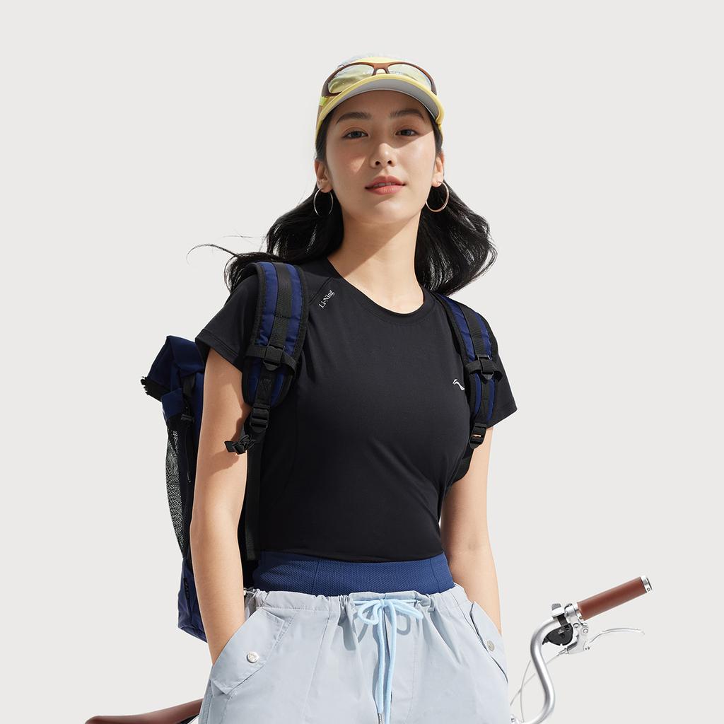 Li Ning Cool Tea T Comfortable Casual Simple Versatile Round Neck Pullover Short Sleeve T-Shirt Women T-Shirts Black ATSV594-5