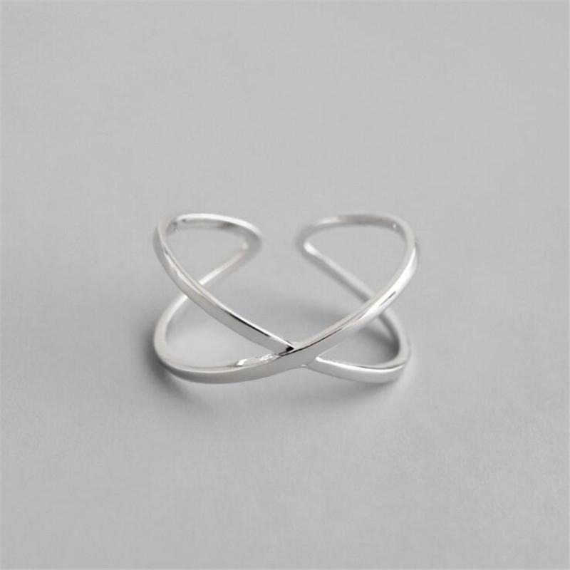 

New Simple Cross Personality 925 Sterling Silver Jewelry Fashion Rotate Irregular Geometric Women Gift Opening Rings R338 серебряный