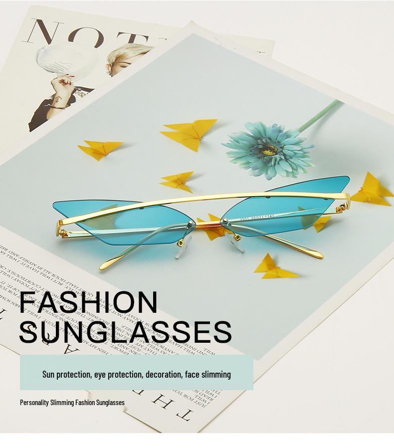 European & American Cat Eye Sunglasses - Unisex Metal Frame with Ocean Lens