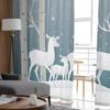 Christmas Elk Curtain Cartoon Xmas Forest Tree Deer Winter Snowflake Semi Living Room Voile Window Treatment Light Filtering Polyester Ideal For Great