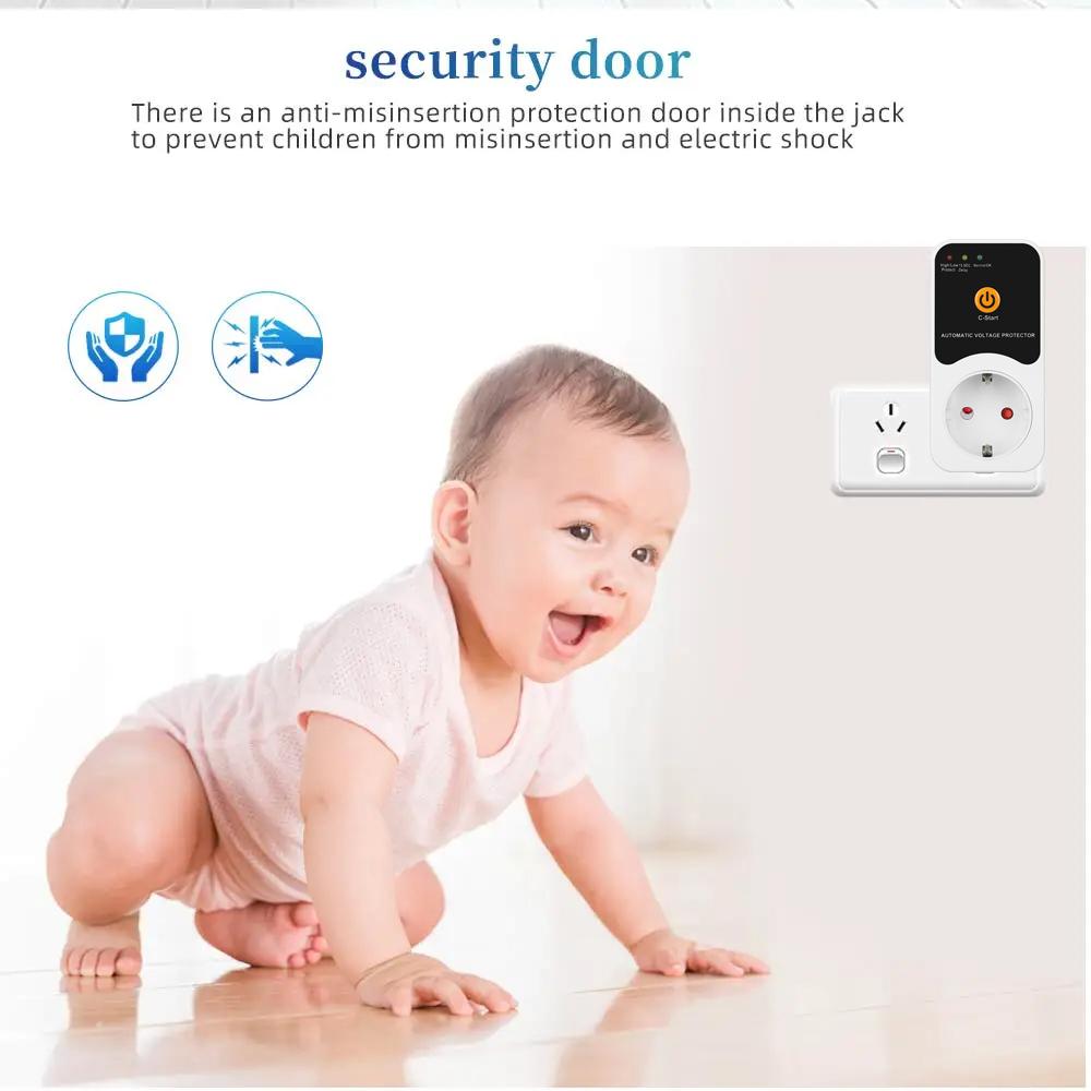 Priză Protector Automat de Tensiune AC 220V Reglabil 16A Protector Supratensiune Priza cu Fișă EU Tensiune Sigură Protecție Frigider