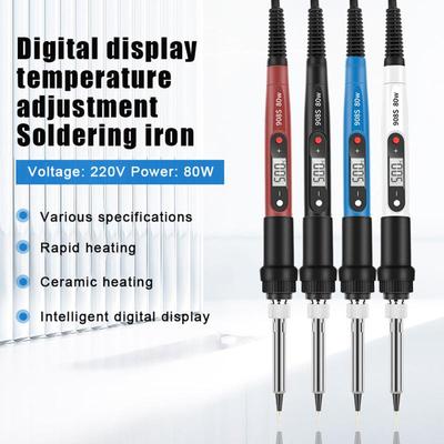 80W Digital Electric Soldering Iron Set Kit 220V 110V Temperature Adjustable LCD Display Solder Welding Iron Tool Tips