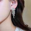 18k Gold Plated Star Tassel Zirconia Ear Clip Earrings: Fashionable and Elegant Design for Women