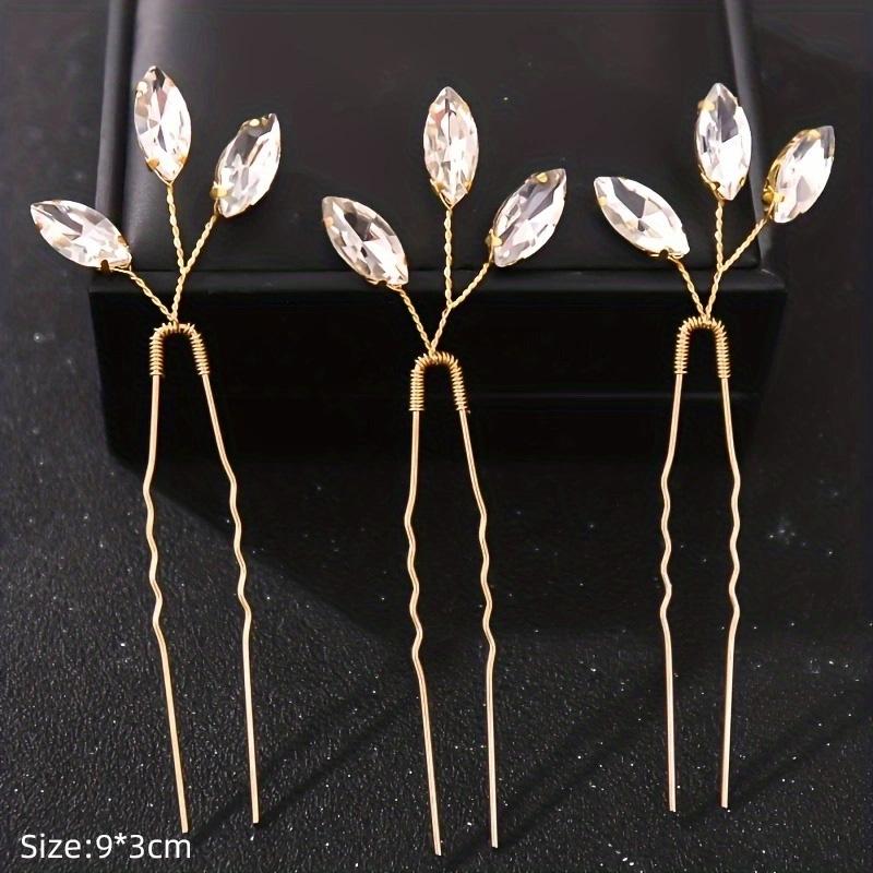 Fashion Crystal Pearl Rhinestone Hairpins Stick Hair Clip For Women Bridal Hair Accessories Party Wedding Hair Clips Jewelry
