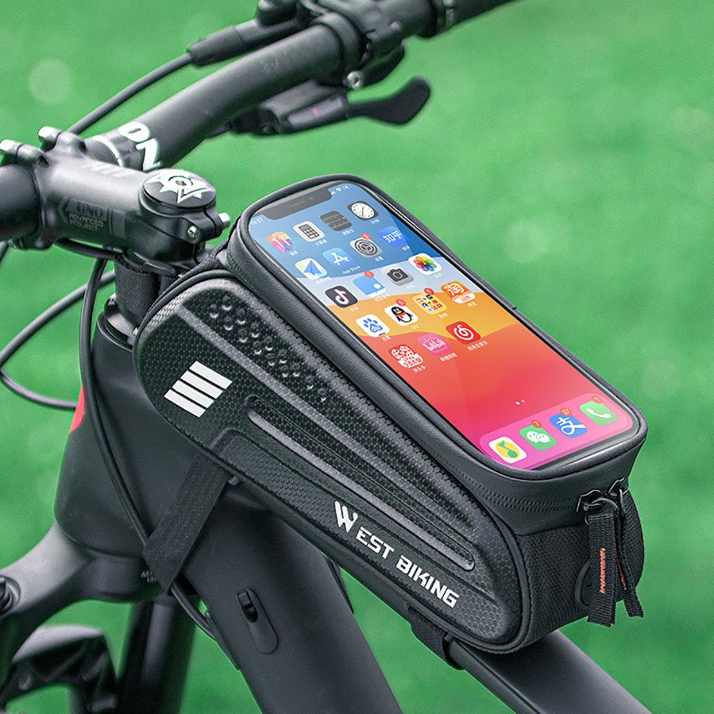 

Bicycle Top Tube Front Frame Bag Waterproof Hard Shell Bag 7 TPU Touch Screen