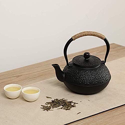 Nanbu Ironware 4-Piece Cast Iron Teapot, Tea Kettle, and Trivet Set (Product Code: 01 Sakura YH900)