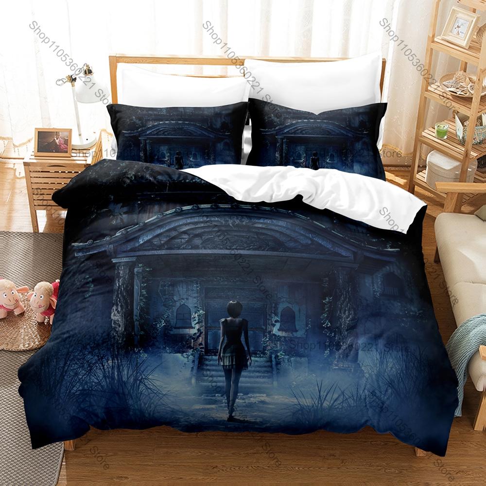 Cool FATAL FRAME Project Zero Camera Obscura Wisteria Ghost HD Print Bedding Set Duvet Cover + 2 Pillowcases Horror Game Room De