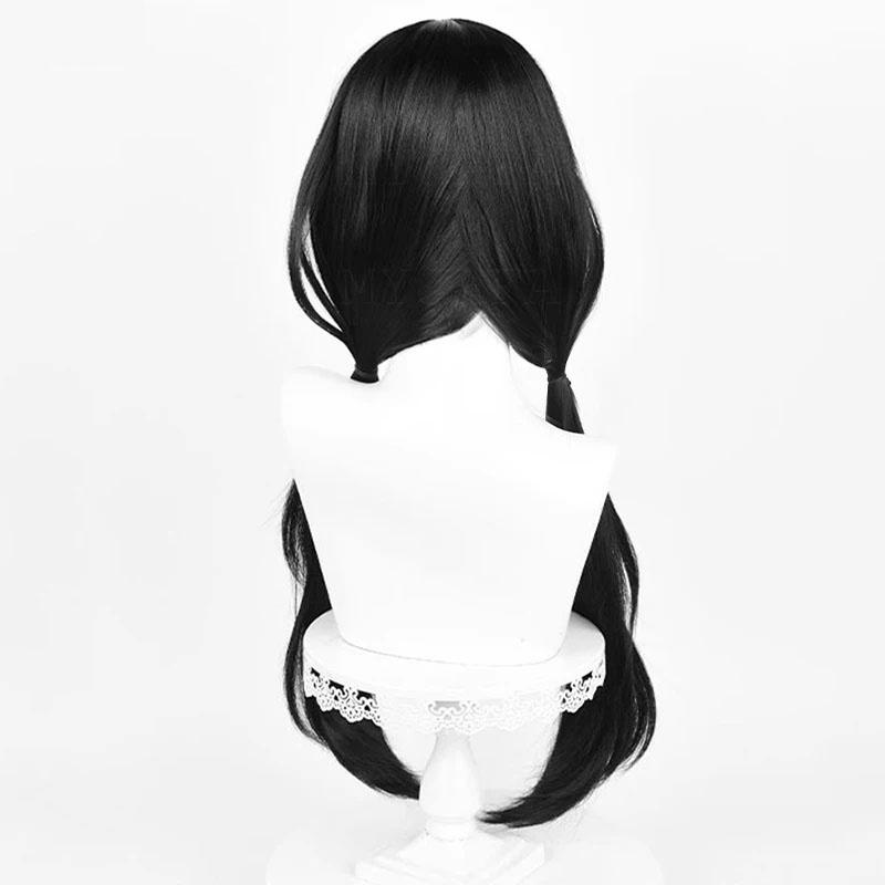 Cosplay paruka Tokisaki Kurumi, anime, dlouhá černá paruka, žáruvzdorná syntetická paruka pro hraní rolí + čepice na paruku