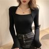 Women Sweater Pullover Long Sleeve Top Square Collar Casual Fashion Women Jumper Sexy Knitwear Sweater Tops