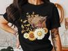 Highland Cow T-Shirt: Butterfly Sunflower Floral Graphic Tee
