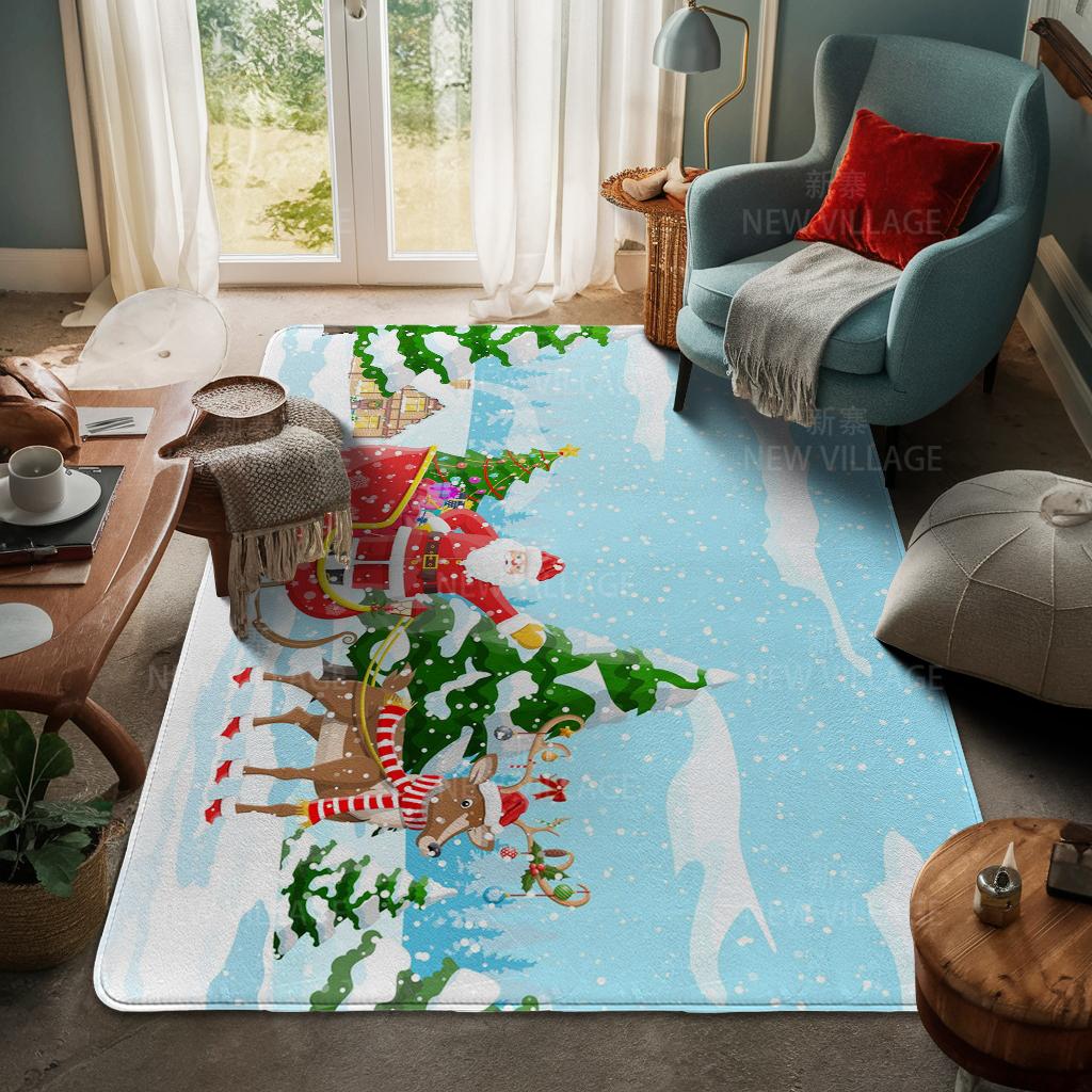 House Entrance Carpet Home Door Mat Living Room Bath Foot Bathroom Non-slip Water Absorption Rugs Bath Merry Christmas Winter