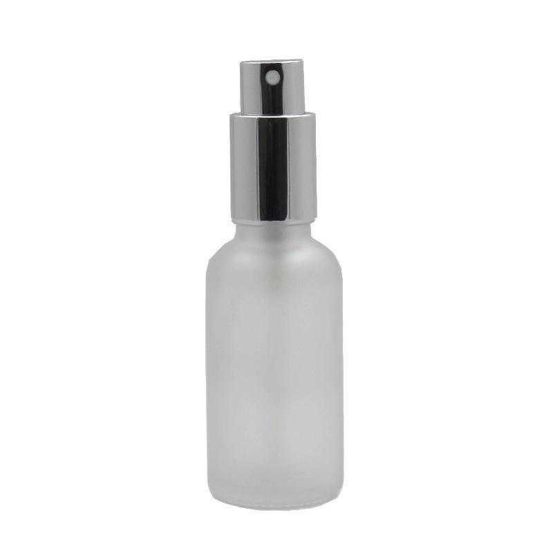 Frosted Glass Essential Oil Bottle with Silver Spray