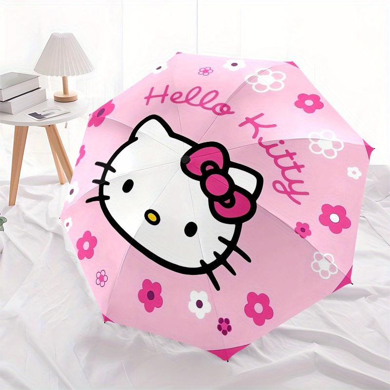 1pc Hello Kitty Floral Pink Circle Umbrella with Plastic Handle,Suitable for All Seasons Home Travel Outdoor UmbrellaSanlio113