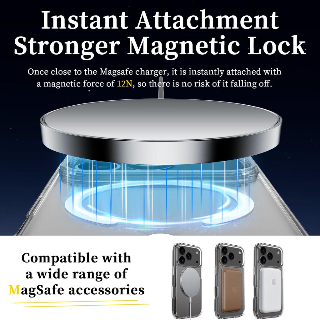Clear MagSafe Magnetic Shockproof Phone Case for iPhone 16 15 14 Pro Max TPU+PC Protective Cover