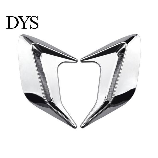 No Drill Car Decoration Shark Gill Side Vent Decals ABS Chrome Fender Trim Self-Adhesive Stick-On Sticker Exterior Hood Ornament Sporty Fit