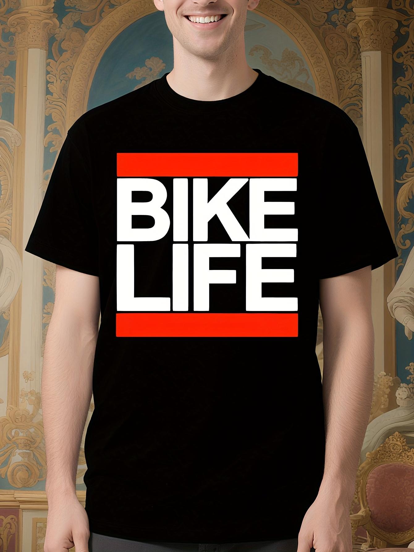 Bike Life Bold Biking Tshirt - Black with White and Red C... L