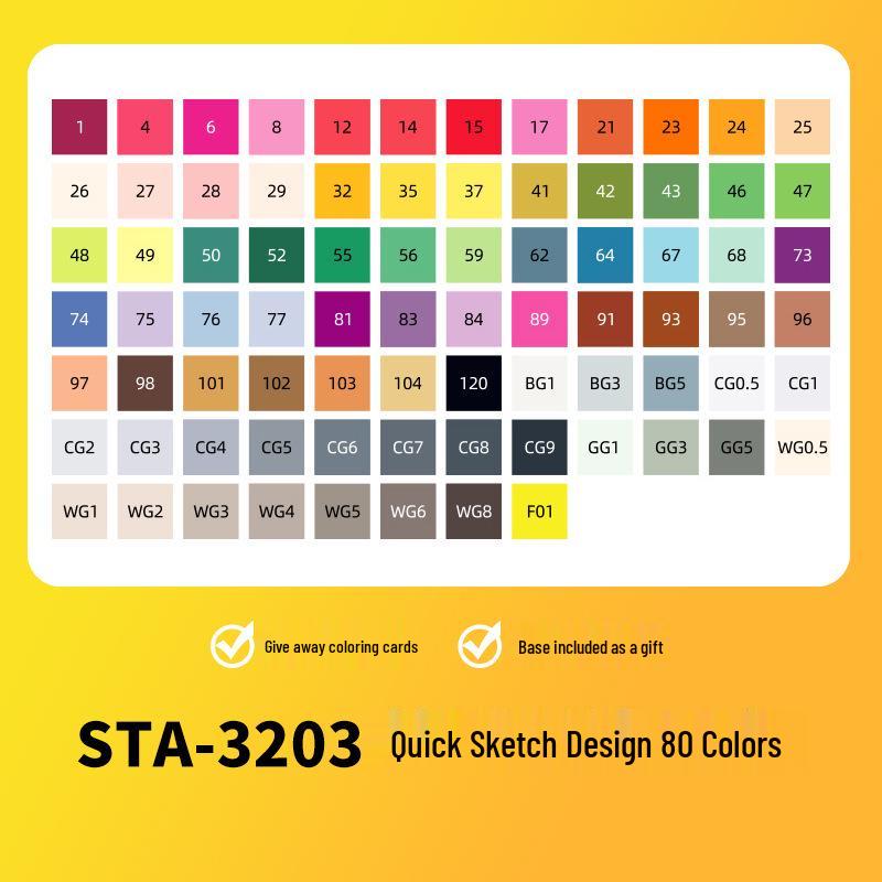 Sta 3203 Double-Ended Quick-Drying Oil-Based Marker Pen Set for Student Art & Indoor Design