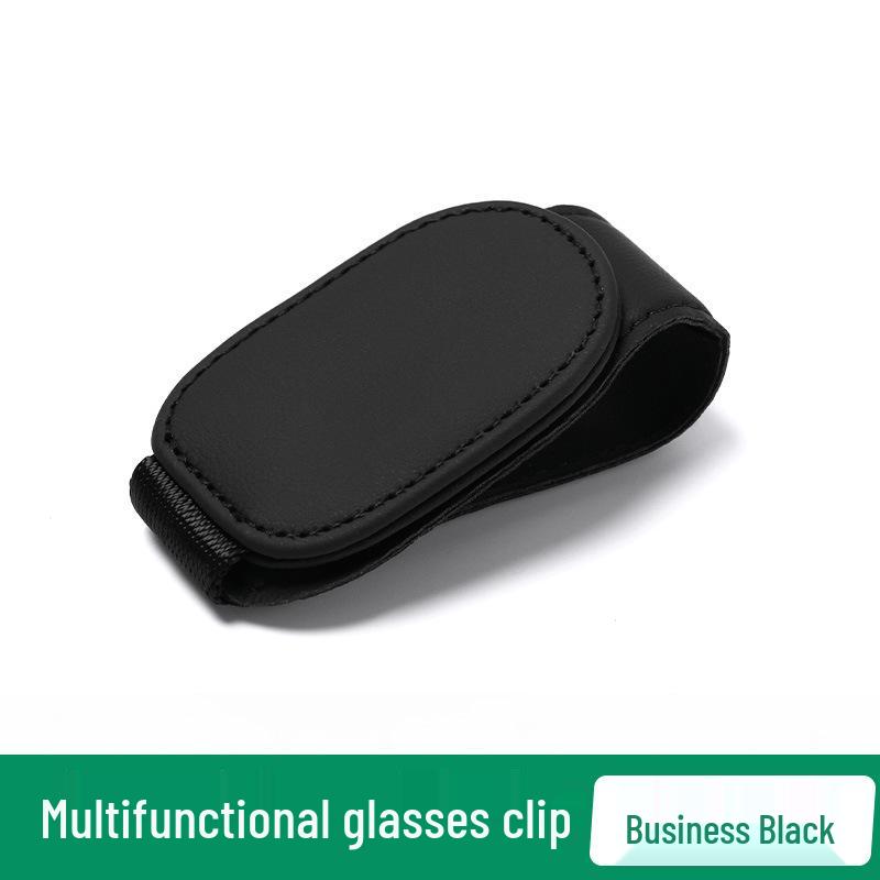 Multi-Function Leather Car Visor Storage Clip for Sunglasses and Cards
