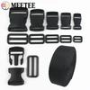 Meetee 10Sets 20-50mm Nylon Webbing Black with Plastic Slider Buckle Quick Release Buckle Backpack Strap Dog Collar Accessories