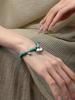 S925 Sterling Silver Lotus Turquoise Yuanbao Lock Bracelet - Niche Design, Versatile, Retro High-End Feel for Women