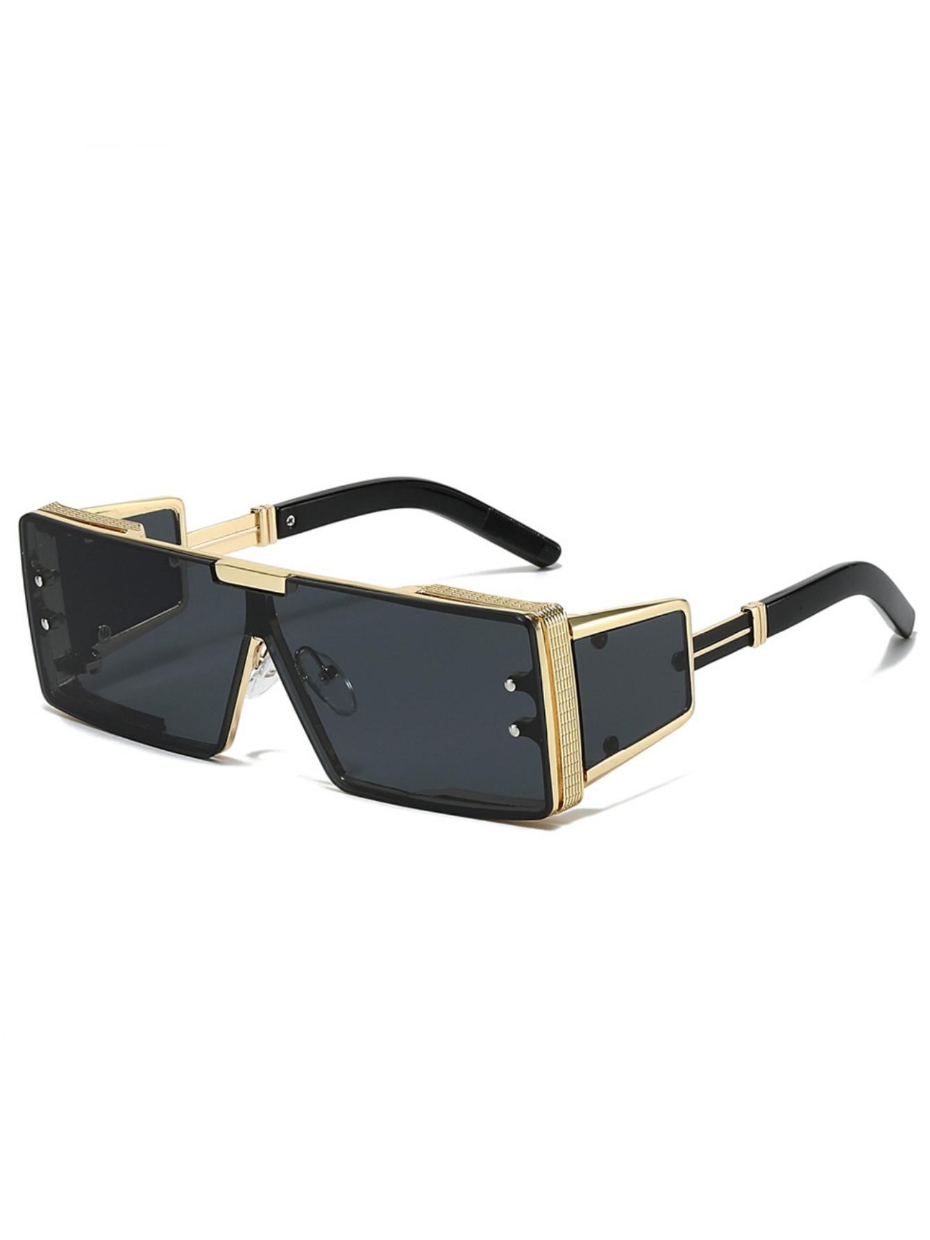 

New fashion sunglasses men s future technology advanced metal square punk wind sunglasses ins personality outdoor street shootin чёрный