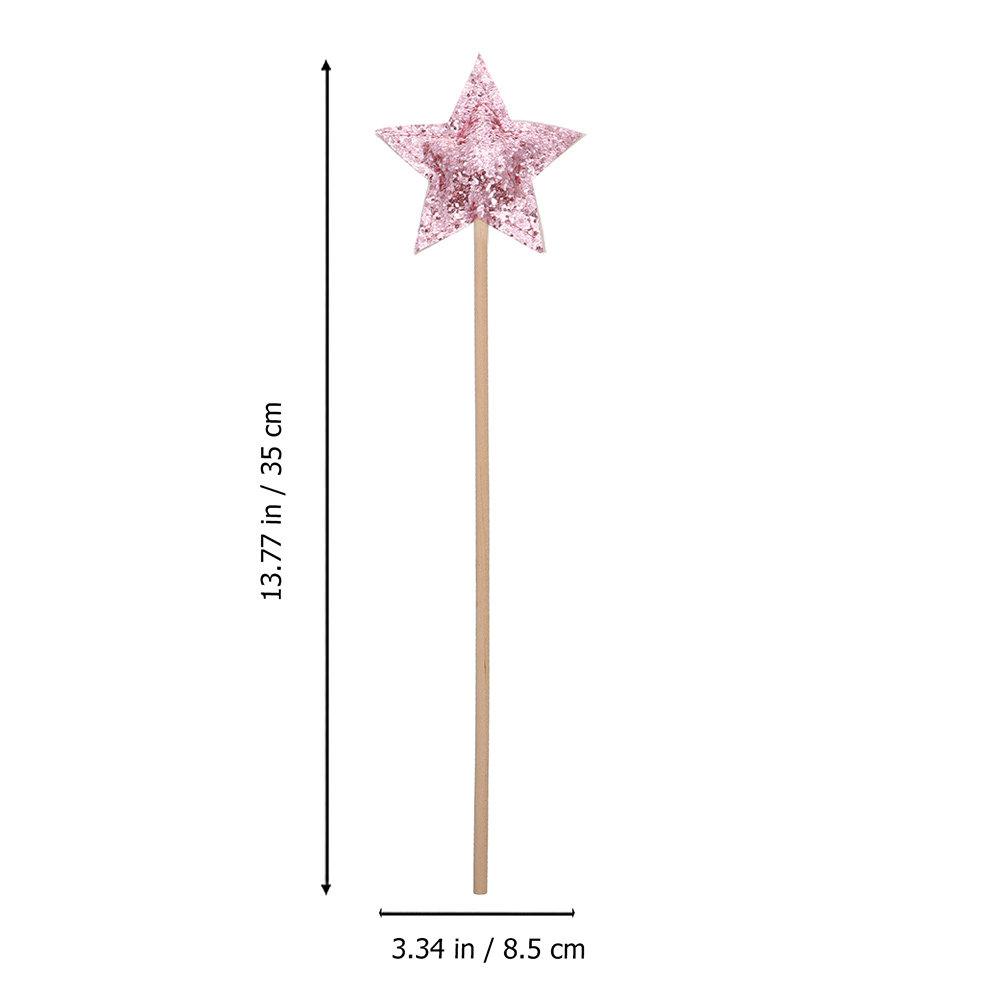 

2Pcs Star Shape Fairy Wand Safety Wooden Cloth Material Birthday Party Props Magical Cosplay Stick Girls Festival Gifts Adorable розовый
