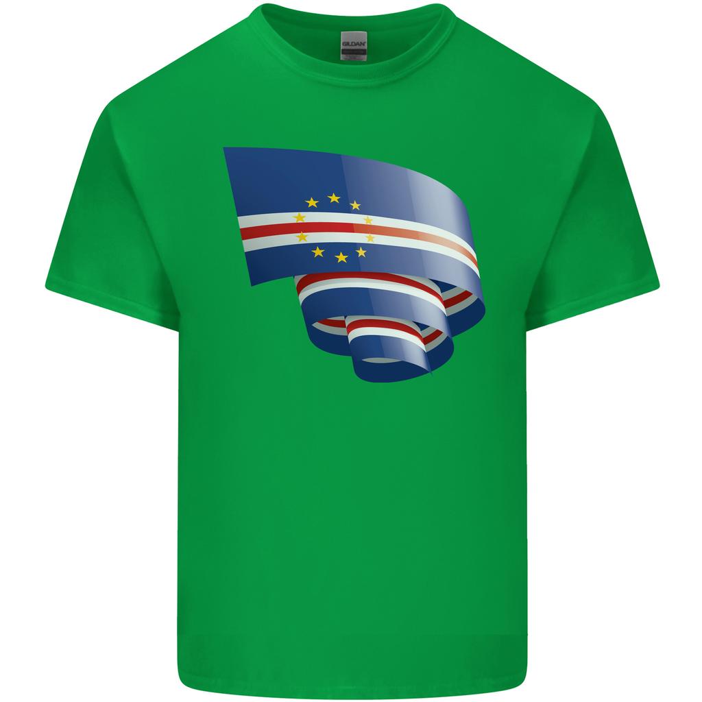 Curled Cape Verde Flag Verdean Day Football Unisexs Light Cotton TShirt