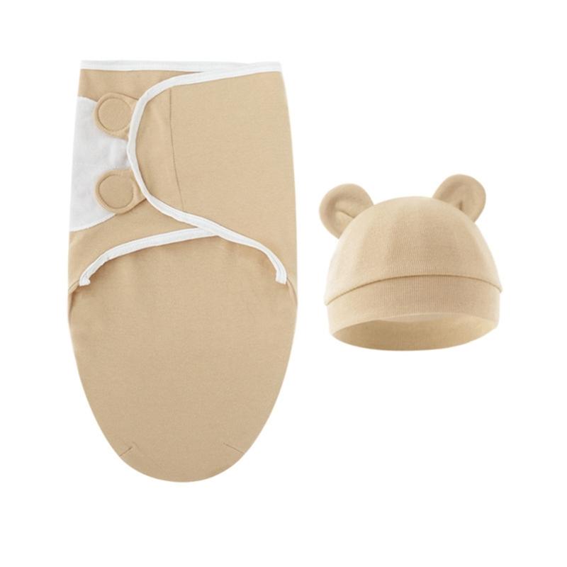 4 Set Baby Swaddles Wrap Blanket with Bonnet Hat Sleeping Bag Anti Kick Blanket Swaddles for Toddler 0-12 Months
