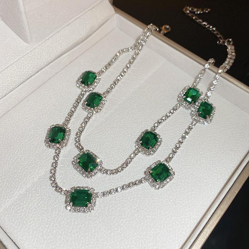 Korean super flash diamond bow tassel necklace fashion personality collarbone chain necklace women