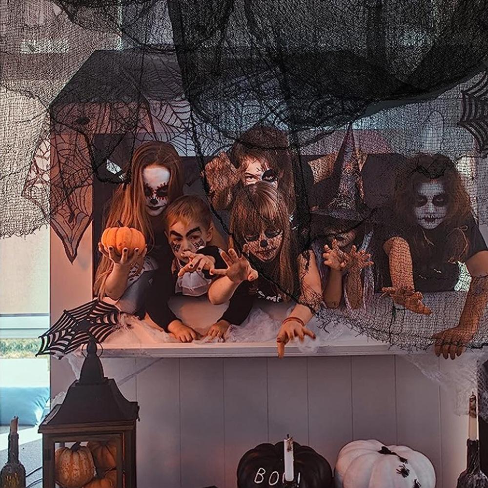 5/1PCS Halloween Black Gauze Horror Haunted Houses Decor Black Creepy Cloth Party Home Doorway Wall Gauze Terror Scene Props