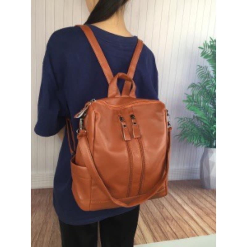 

Модный и простой рюкзак для женщин, вместительный школьный рюкзак, сумка для мам, универсальная женская сумка коричневый