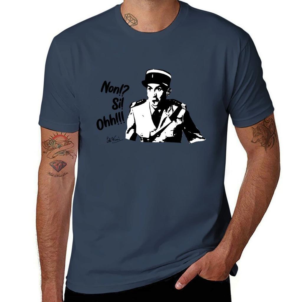 Louis De Funès Funes Non! Si! Ohh! T-Shirt Clothes Summer Tops Graphic T Shirts Luxury T-shirt Black T-shirts for Men